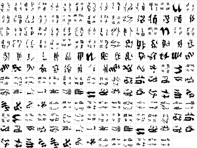 OldTypographicSymphony Round  glyph index