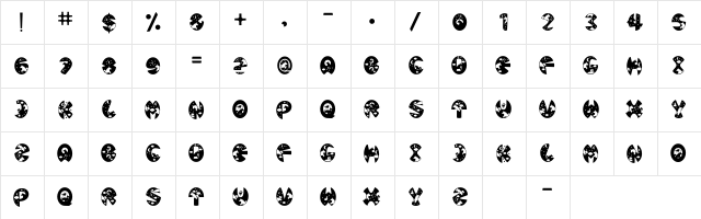 Unicorn Regular  glyph index