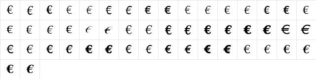 Linotype EuroFont R to S Regular  glyph index