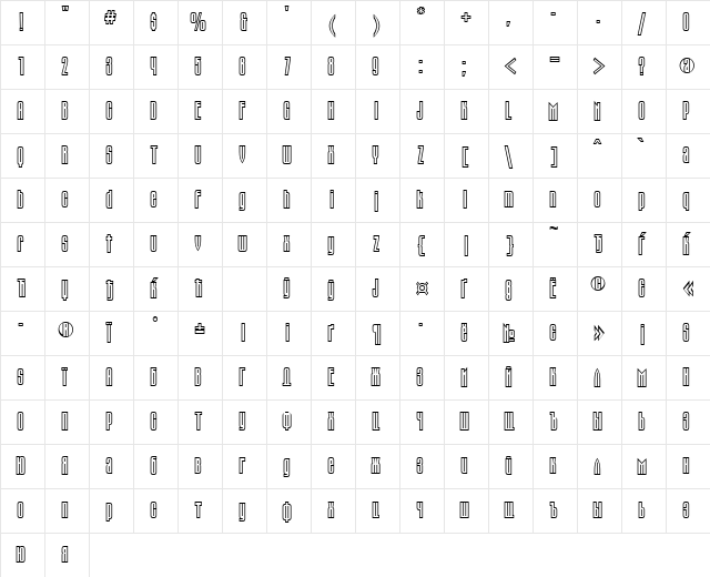 TauernCTT Regular  glyph index