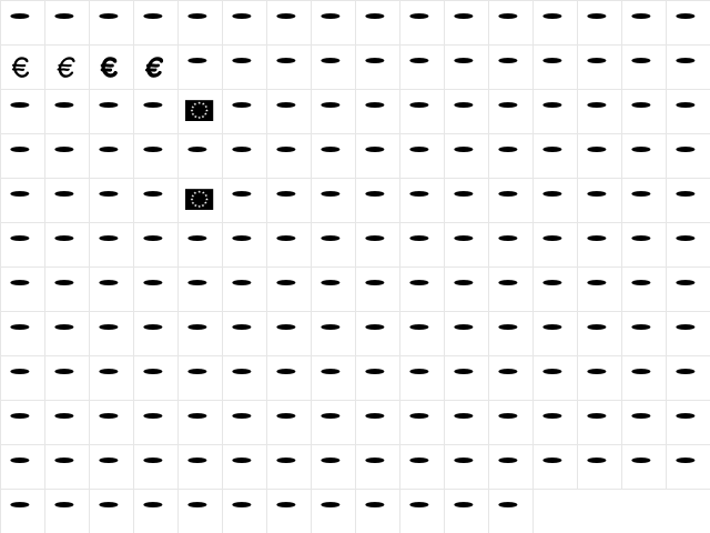 Layout Euro  glyph index