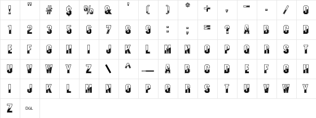 Gunmetal Regular  glyph index