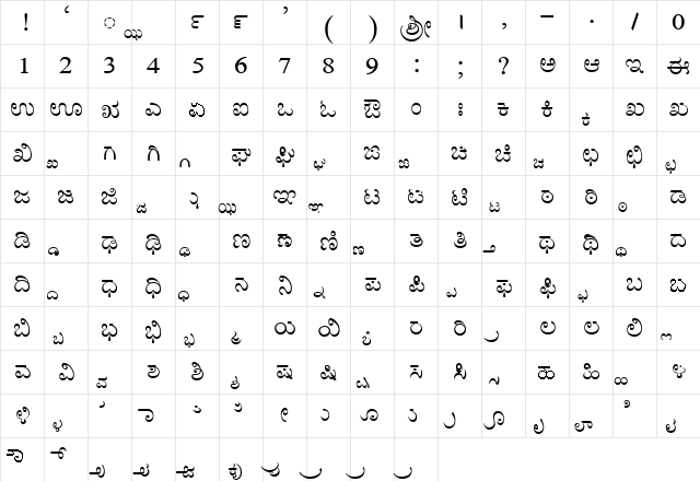 KN-TTNandiEN Normal  glyph index