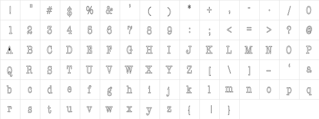AshtonTellermatic Regular  glyph index