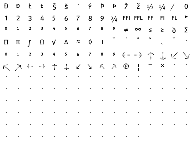Meta Book Caps Exp  glyph index