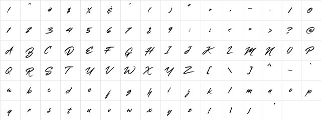 MerahbBush Regular  glyph index