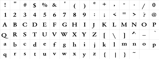 WhittiedMediumE Regular  glyph index