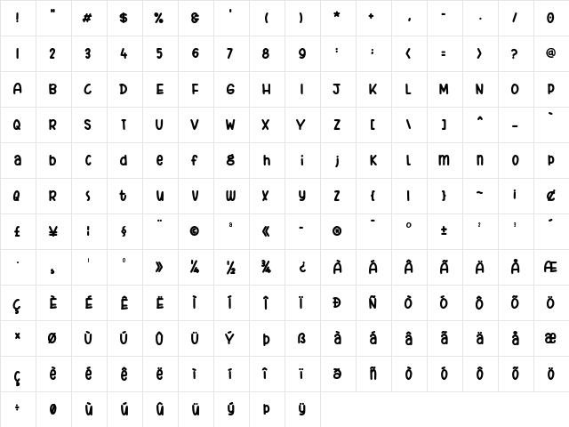 Bashirah Regular  glyph index