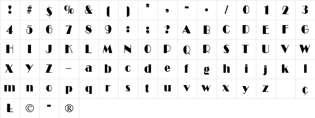 Decollage (Plain)  glyph index