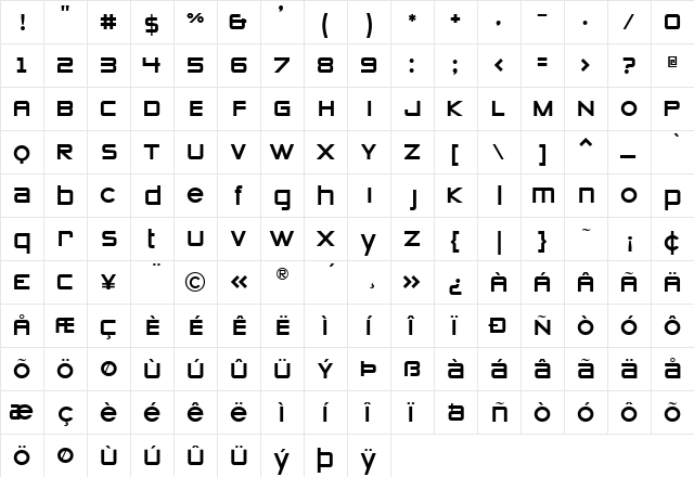 STOMP_Zeroes Regular  glyph index