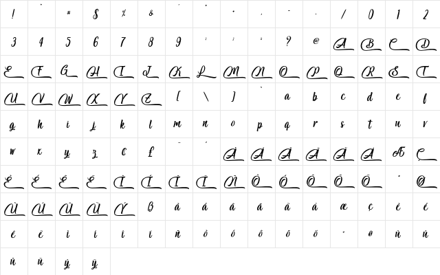 Salmon White - Personal Use Regular  glyph index