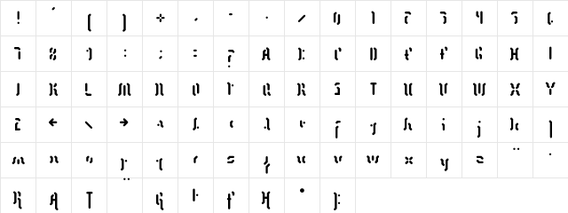 Berliner Regular  glyph index