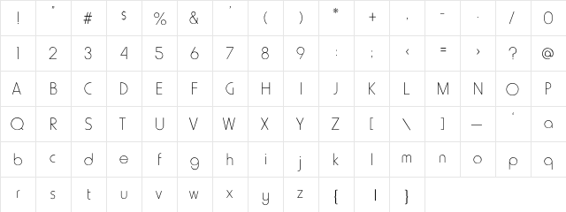 Shemp-Light Regular  glyph index