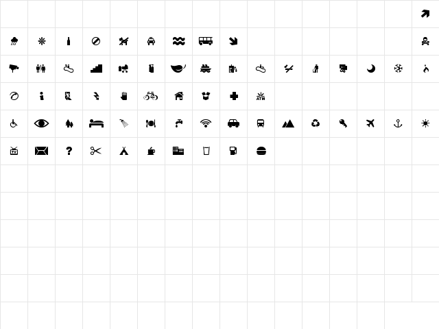 Pictogramz Regular  glyph index