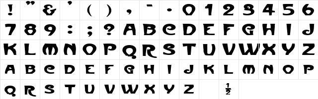 FrenchBeanExtended Regular  glyph index