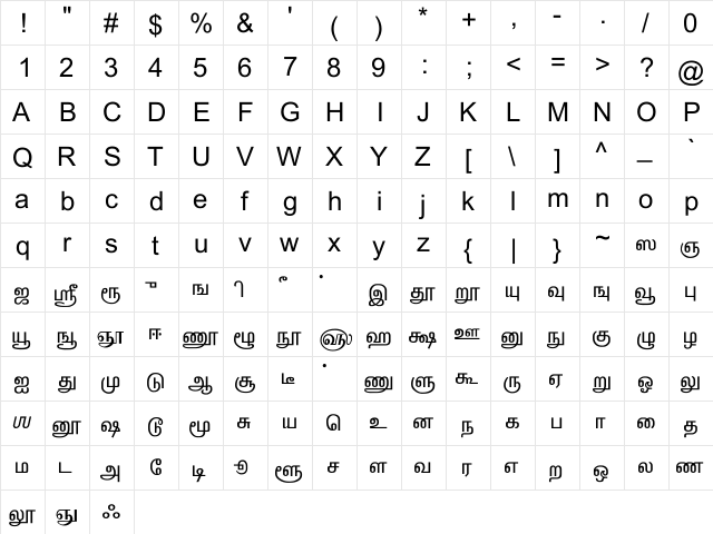 IndoWeb-Tamil-Lakshman Regular  glyph index