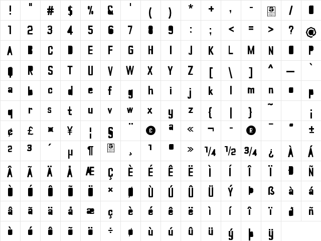 Typo Cut-Out Closed Demo Regular  glyph index