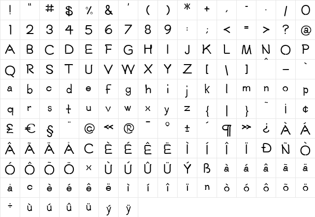24HRS Medium  glyph index