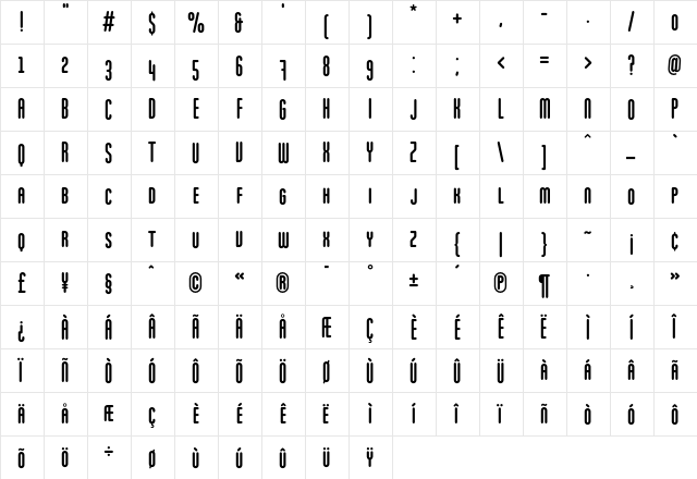 Marten Caps  glyph index