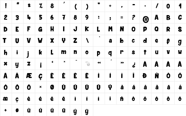 SPIDER MONKEY Regular  glyph index
