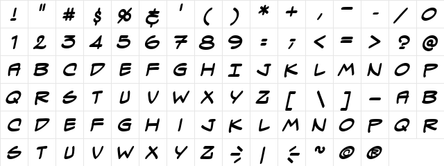 Spectre Verde BB Bold  glyph index