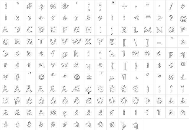 FormalScript-Regular Ho Regular  glyph index