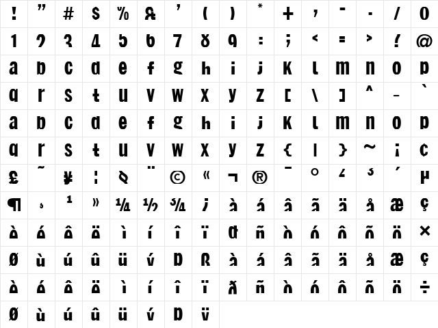 SelfCensorShit Regular  glyph index