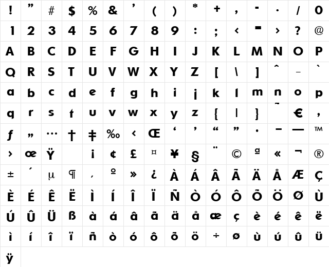 Ornitons-DemiBold Regular  glyph index
