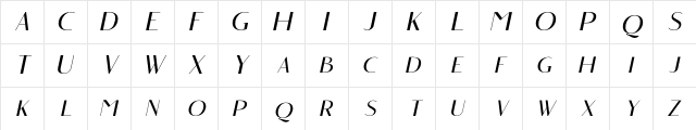 Angelic Bonques Free Sans Italic Regular  glyph index