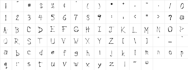Roughedge Regular  glyph index