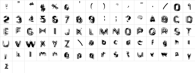 Astigama Tizm Regular  glyph index