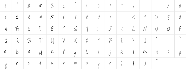 Louis Paster Regular  glyph index