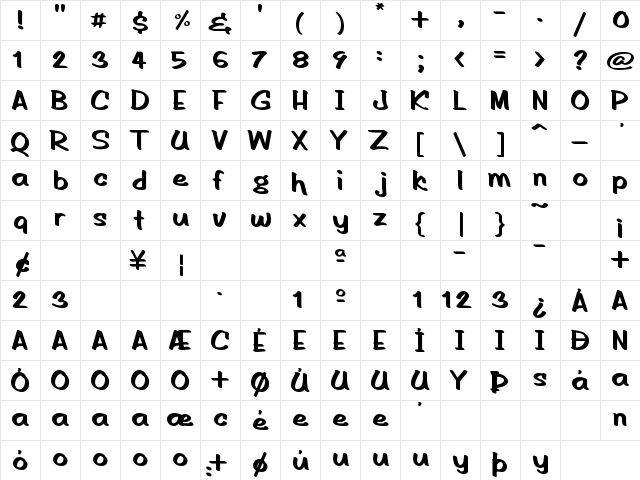 Hand of Rod V 1.1 Regular  glyph index