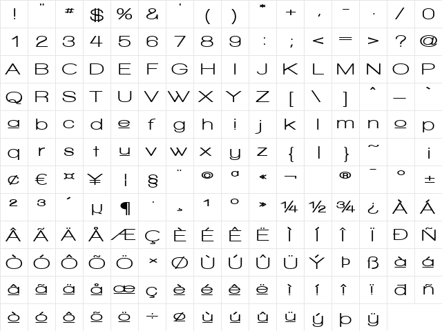 Walkway Upper Expand Ultra Regular  glyph index