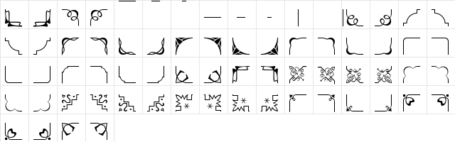 HotmetalBorders Medium  glyph index