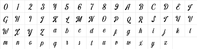 Harlend Demo Regular  glyph index