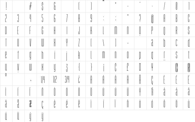 Abastina Regular  glyph index