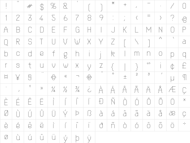 Mantis Regular  glyph index