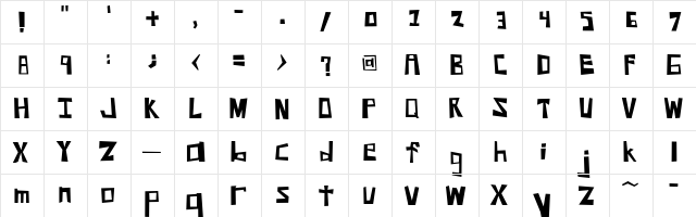 Shithouse Medium  glyph index