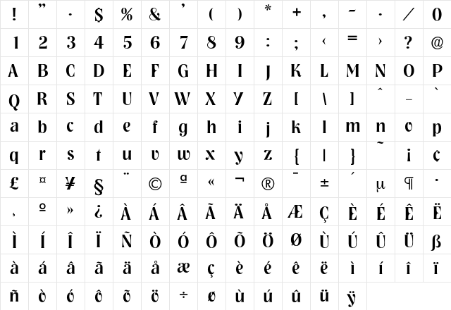 Nashville-Medium Regular  glyph index