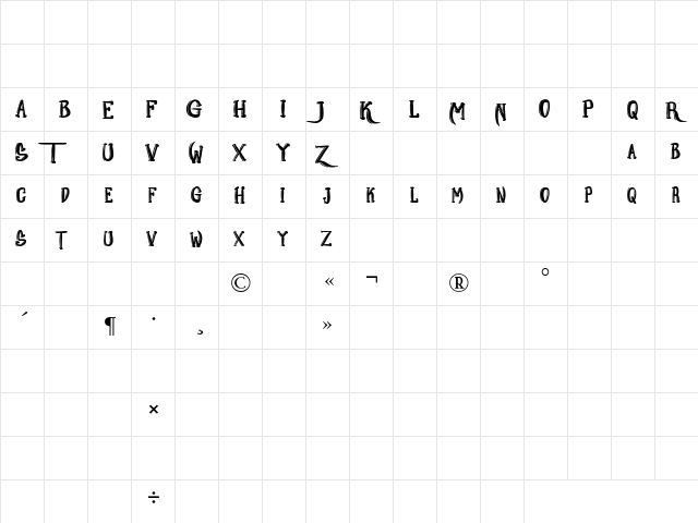 Kuramo DEMO  glyph index