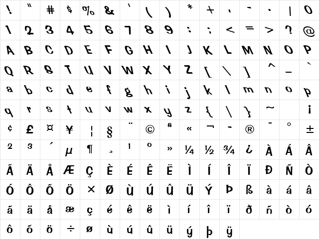 Lightning 6 Regular  glyph index