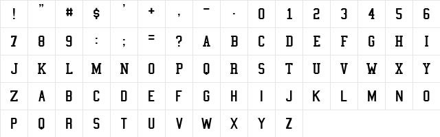 College Semi-condensed Regular  glyph index