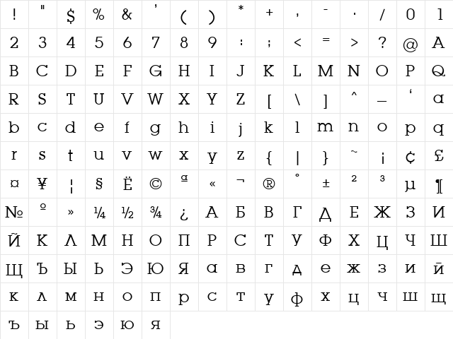 LugaBook Book  glyph index