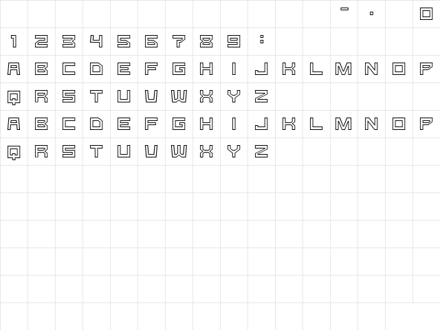 G-Type Regular  glyph index
