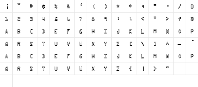 Kredit Embossed  glyph index