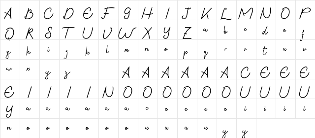 Morachinno Demo Regular  glyph index