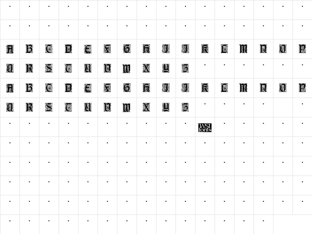 TitlingCaps Regular  glyph index