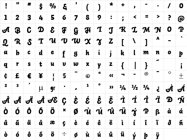 Auto 3 Black Italic LF  glyph index