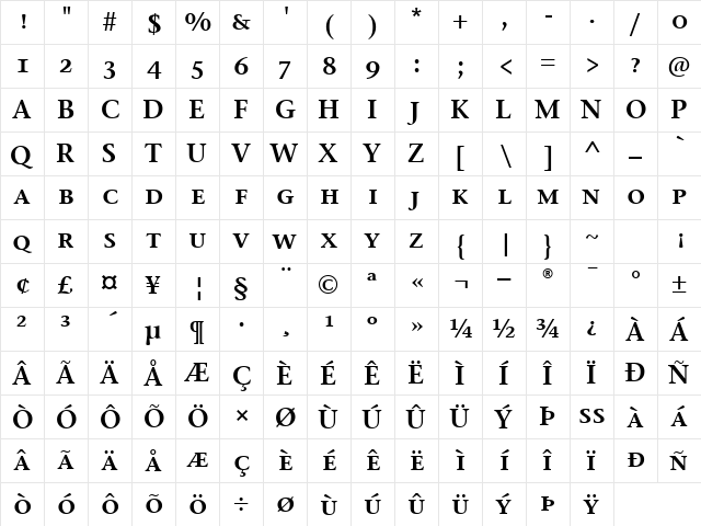 Stone Serif Sem SC ITC TT Semi  glyph index